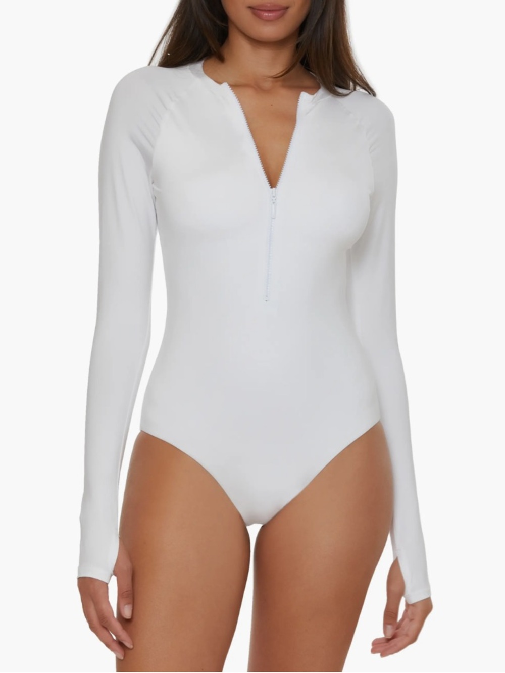 Trina Turk Half Zip Long Sleeve One-Piece Rashguard Swimsuit NWT - Picture 2 of 10